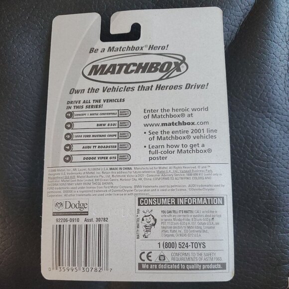 2001 Matchbox Blue Dodge Viper GTS Daddy’s Dreams #5 Car 92206 NEW - Picture 4 of 4